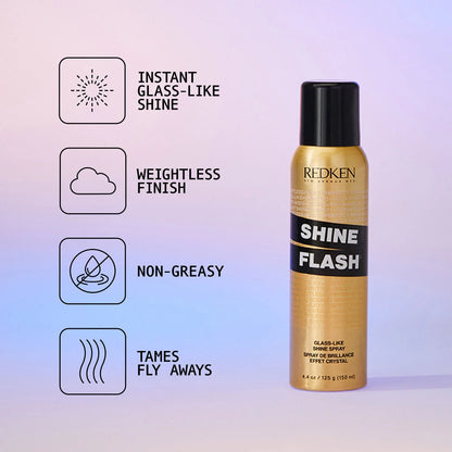 SHINE FLASH SPRAY
Instant, Anti-Frizz Glass-Like Shine Spray REDKEN hairspray 4.4 oz