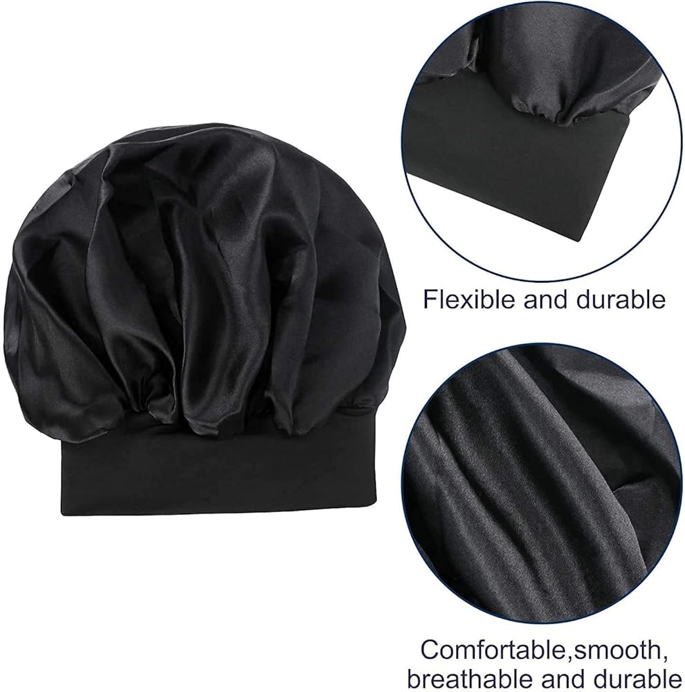 Sleep black satin sleep hat bonnet