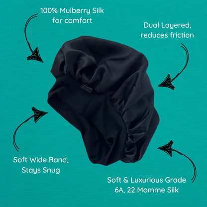 Sleep black satin sleep hat bonnet