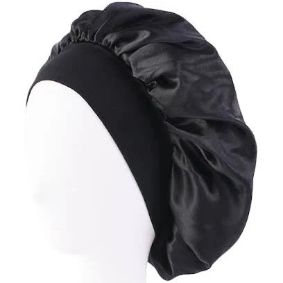 Sleep black satin sleep hat bonnet
