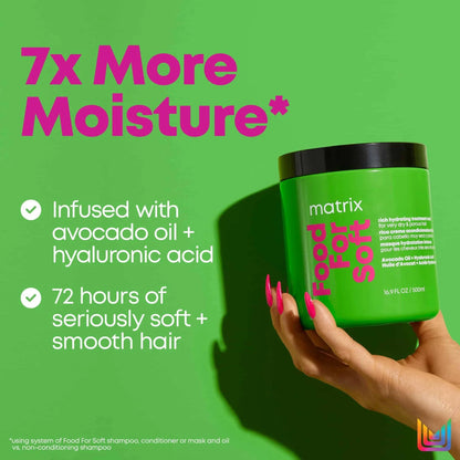 Mask Food For Soft Rich Hydrating Treatment Matrix
Mask that replenishes hydration in even the driest and most porous hair. Mascarilla